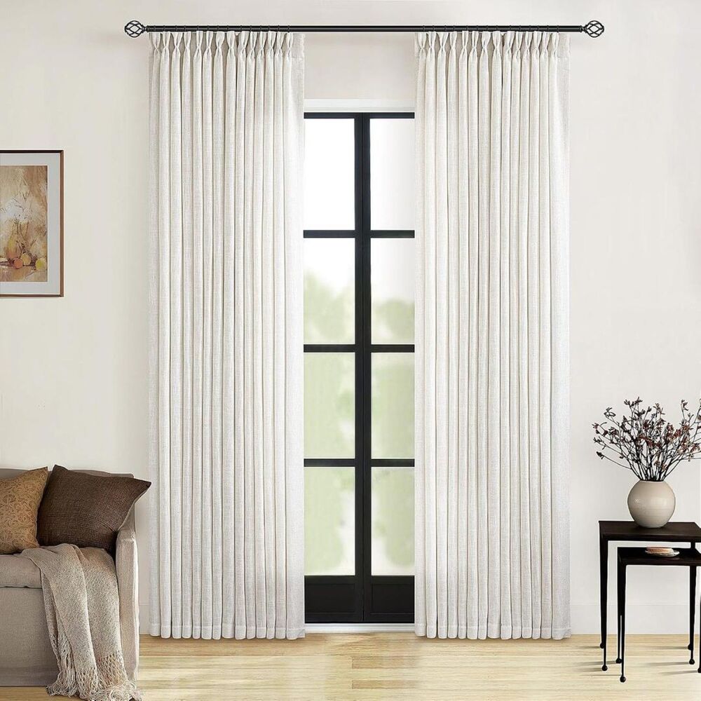 Brand New Twodrapes Cream Ivory Linen Curtains 80" Long – 2 Panels